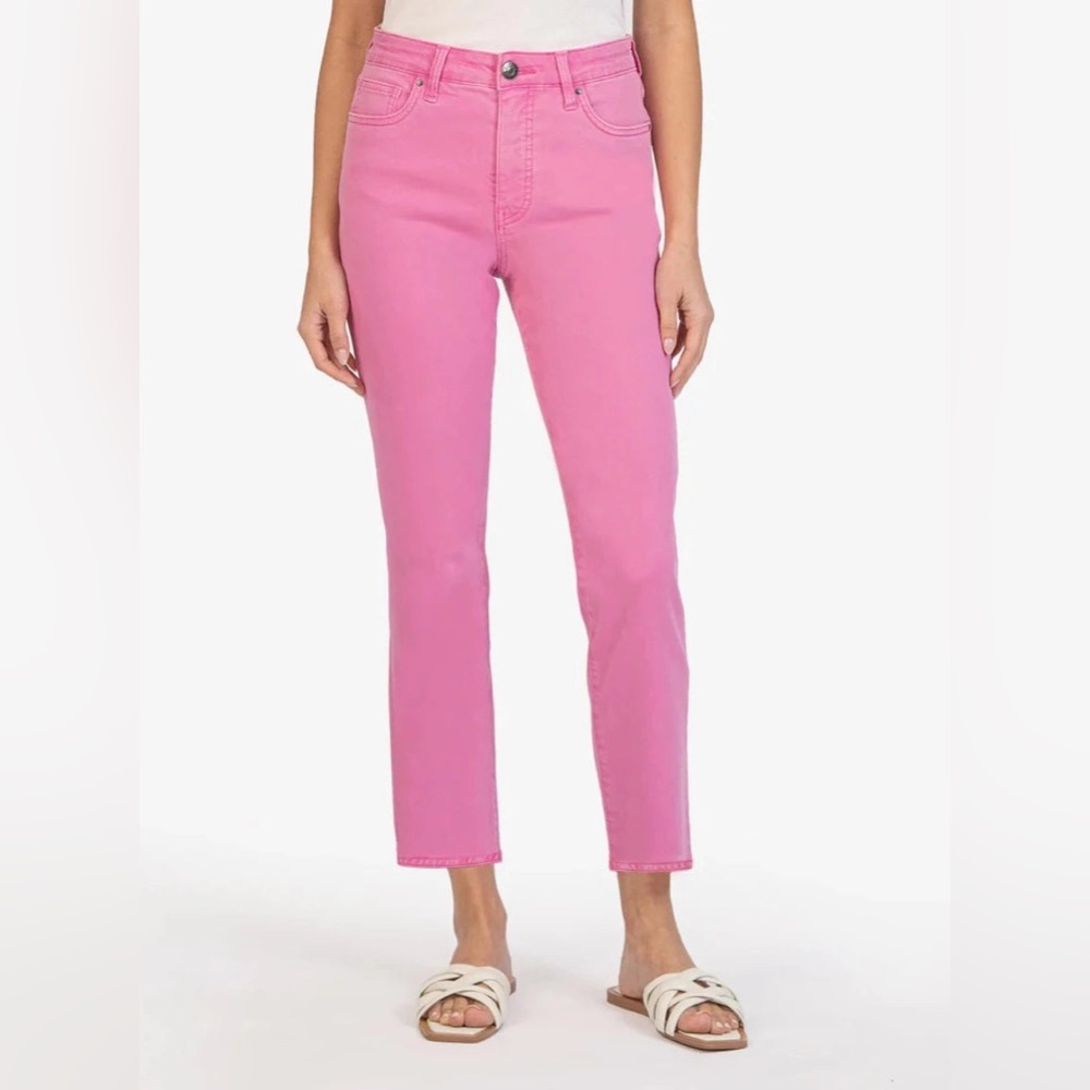 Kut from the Kloth Naomi High Rise Fab Ab Ankle Girlfriend Jeans Pink Size 6L